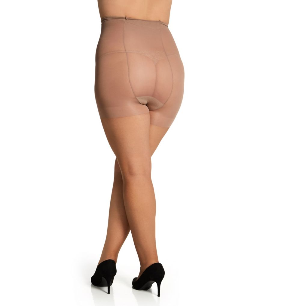 Shimmers Plus Size Control Top Sheer Toe Pantyhose-bs