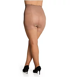 Shimmers Plus Size Control Top Sheer Toe Pantyhose Gold Q Petite