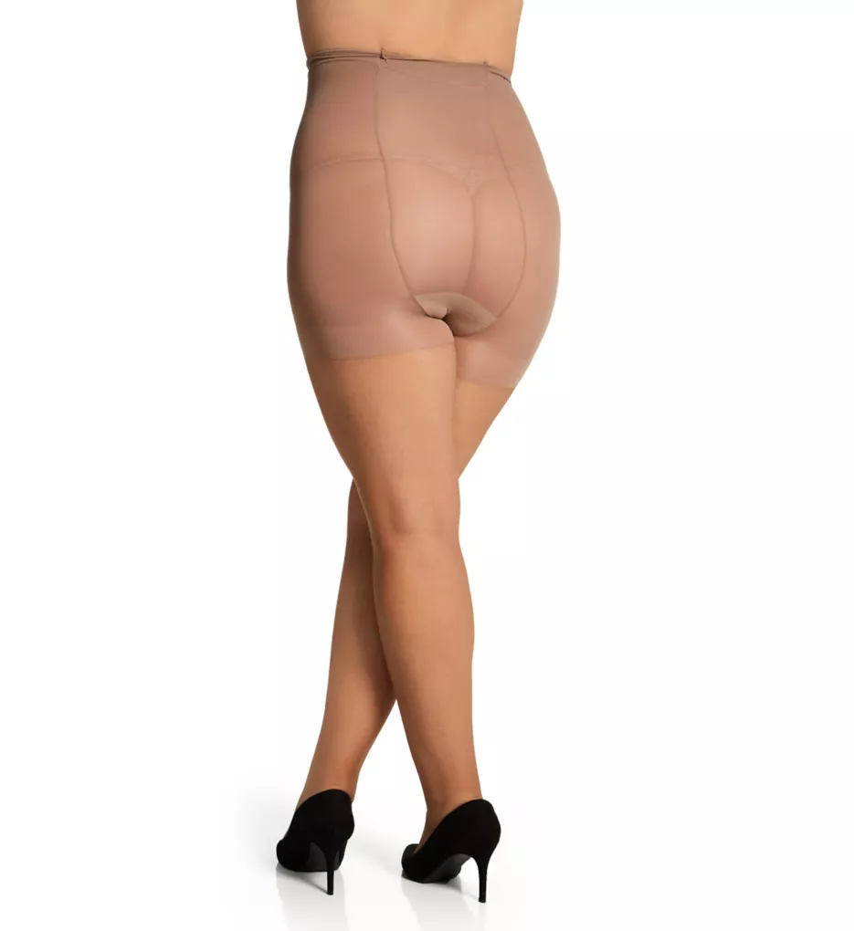 Shimmers Plus Size Control Top Sheer Toe Pantyhose Gold Q Petite