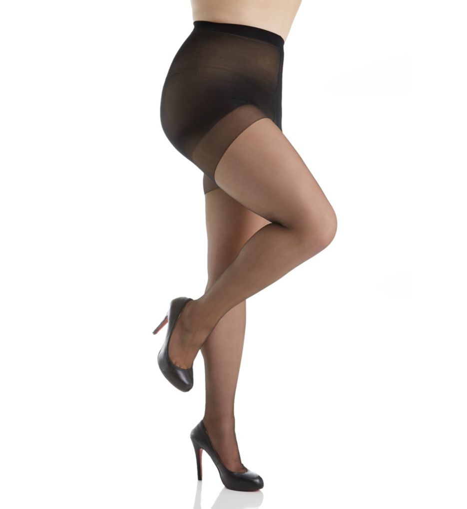 Shimmers Plus Size Control Top Sheer Toe Pantyhose-cs2