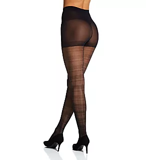 Sheer Plaid Fashion Tight Black S