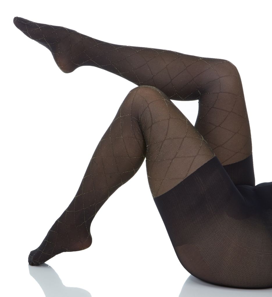 Easy On Plus Diamond Gold Lurex Control Top Tights-acs