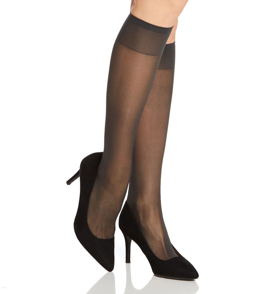 Women's Patterned Sheer Fashion Knee Highs - A New Day™ Black One Size Fits  Most : Target