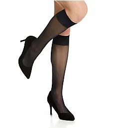 All Day Sheer Reinforced Toe Knee High - 3 Pack Navy O/S