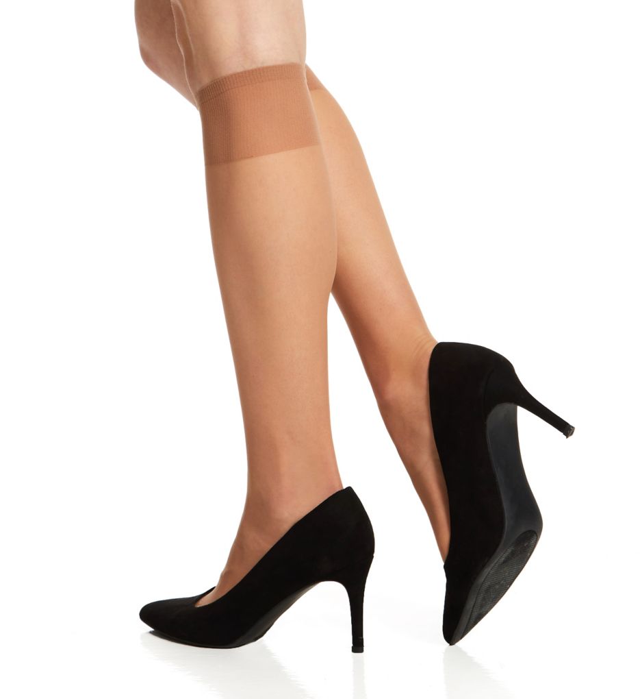 All Day Sheer Reinforced Toe Knee High - 3 Pack-bs