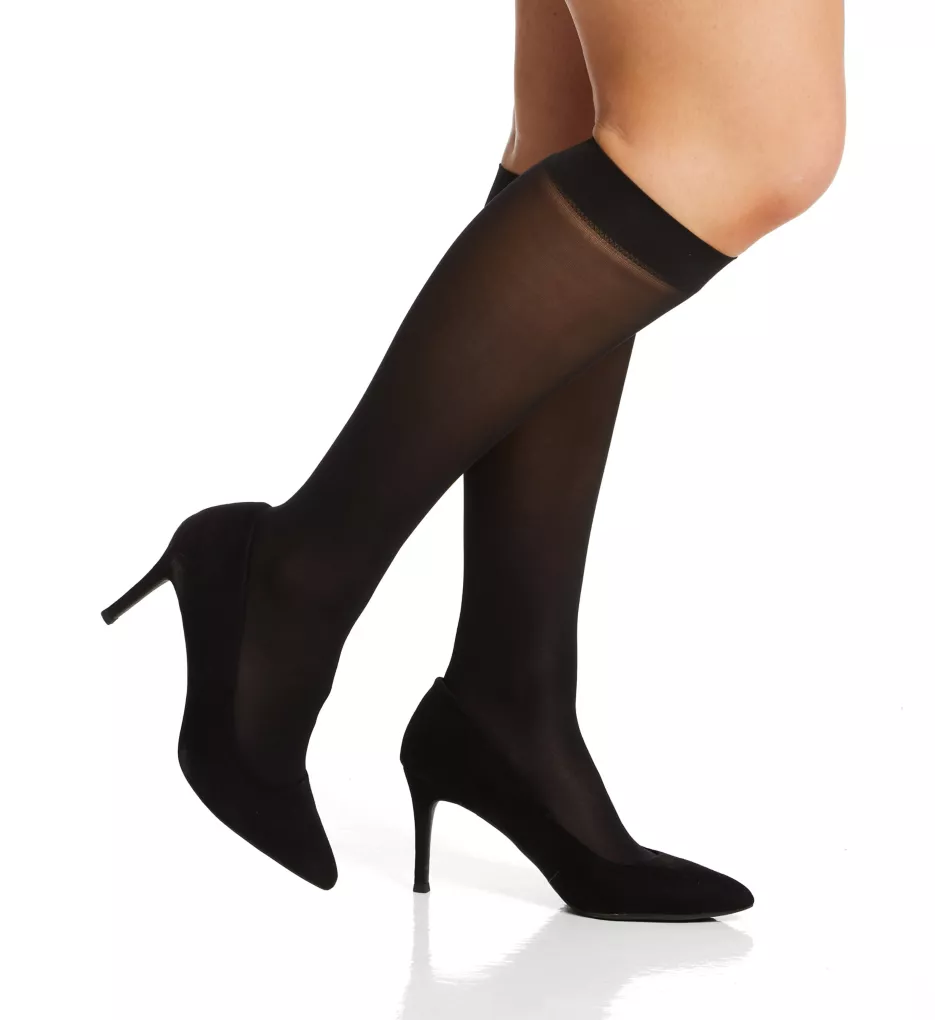 Queen Opaque Trouser Knee High - 3 Pack Black O/S