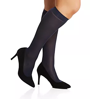Queen Opaque Trouser Knee High - 3 Pack Navy O/S