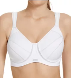 Full Support Medium Impact Underwire Sports Bra White 40B