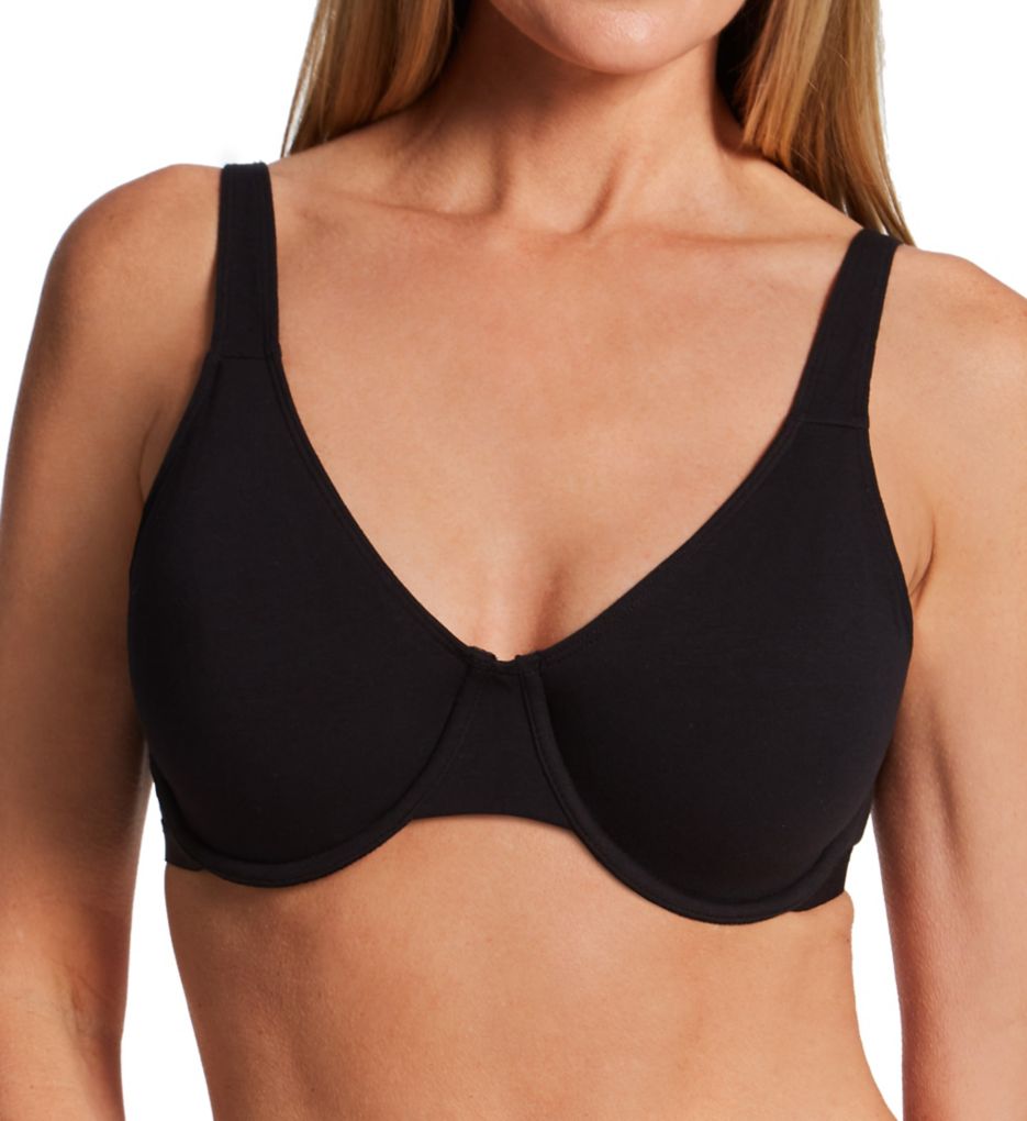 Bestform Unlined Cotton Stretch T-Shirt Bra with Underwire - Black