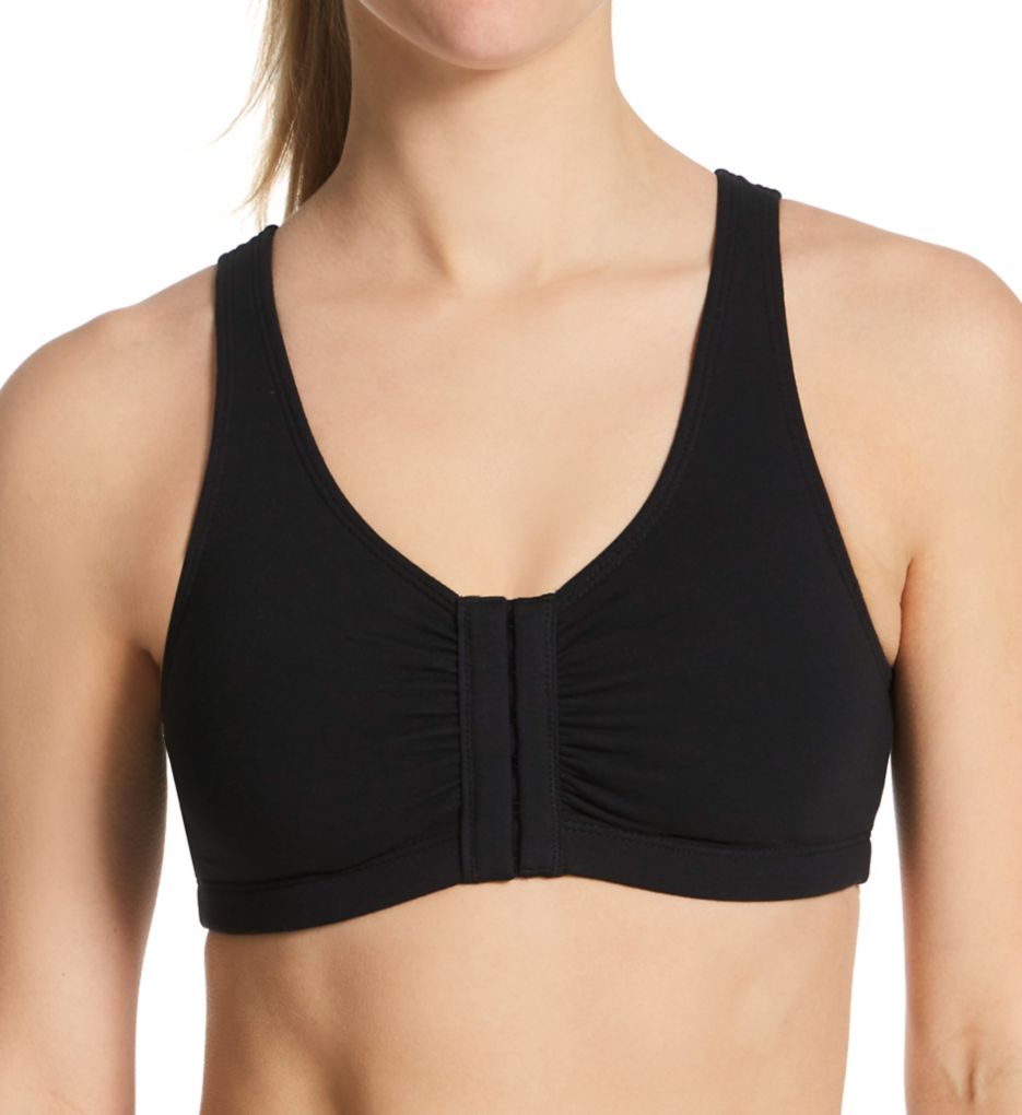 Comfort Cotton Blend Front Close Sports Bra-acs