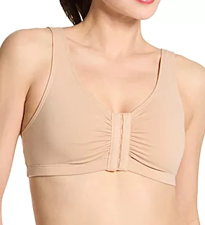 Comfort Cotton Blend Front Close Sports Bra Nude 38
