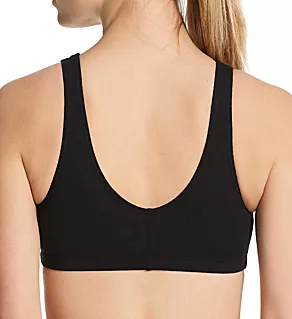 Comfort Cotton Blend Front Close Sports Bra Black 34