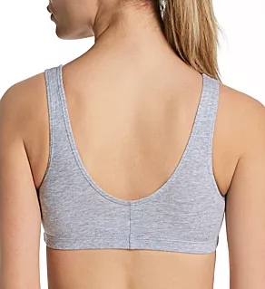Comfort Cotton Blend Front Close Sports Bra Heather Grey 34