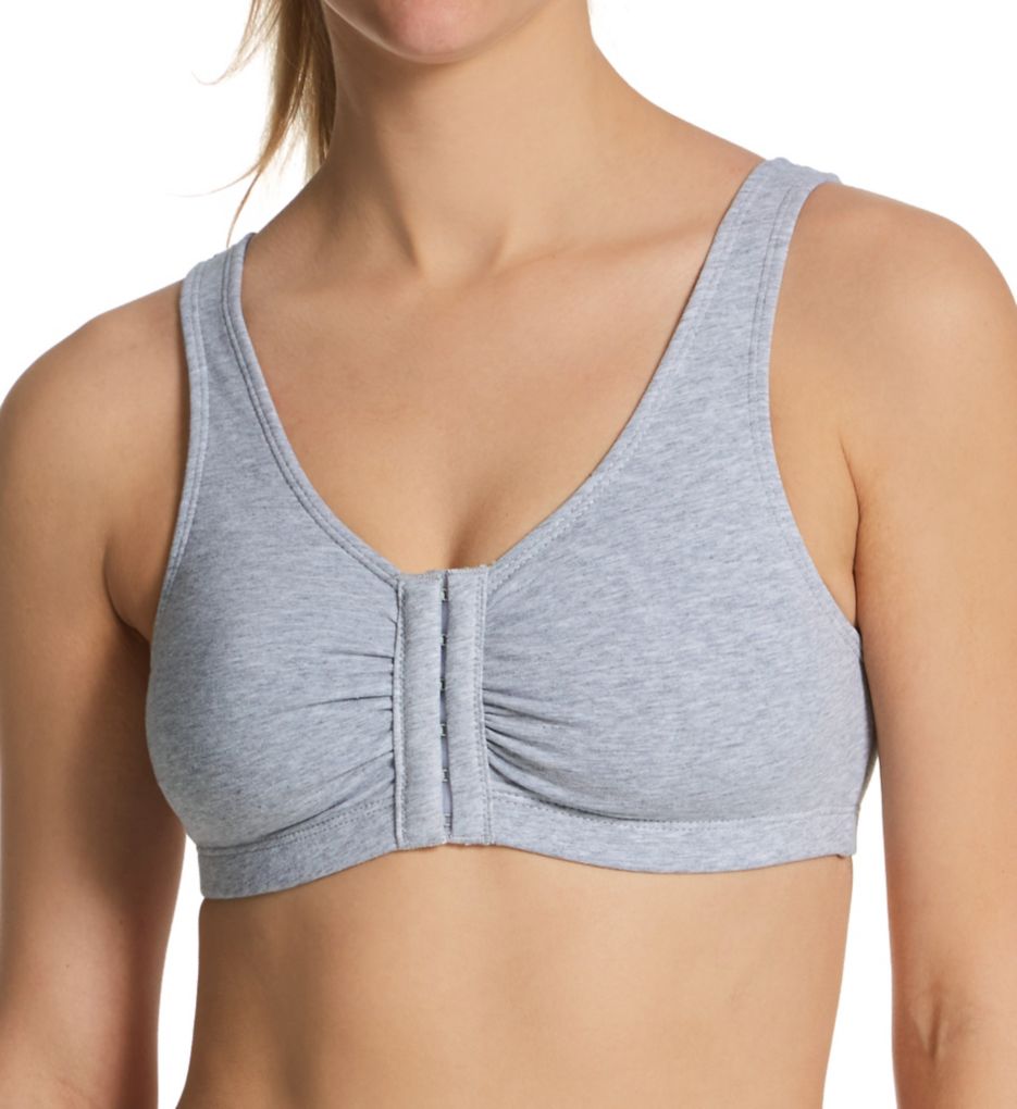 Comfort Cotton Blend Front Close Sports Bra-gs