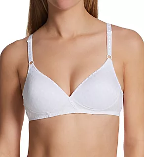Jacquard Lightly Padded Wirefree Bra White 34A