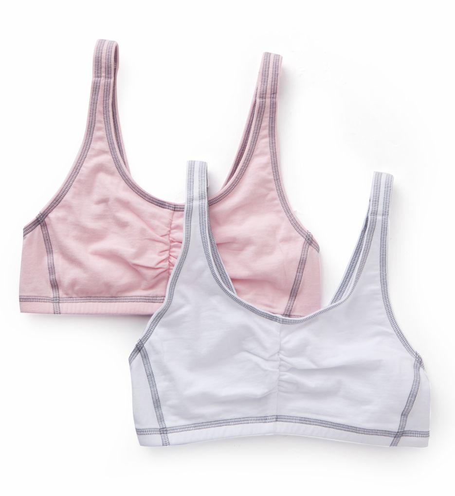 Contrast Stitch Shirred Front Bra - 2 Pack-cs2