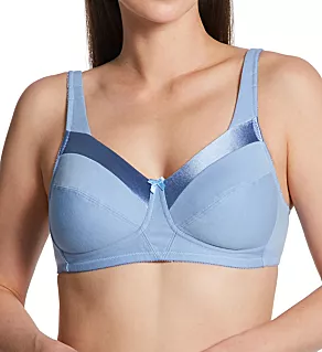 Full Coverage Satin Trim Wirefree Bra Periwinkle Blue 42B