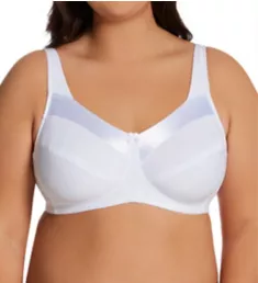 Full Coverage Satin Trim Wirefree Bra White 36B