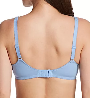 Full Coverage Satin Trim Wirefree Bra Periwinkle Blue 42B