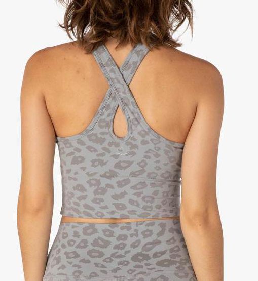 Leopard Jacquard Studio Cropped Tank w/ Shelf Bra