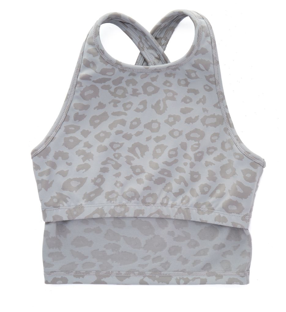 Leopard Jacquard Studio Cropped Tank w/ Shelf Bra-cs1