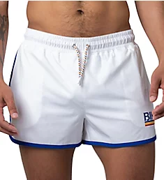 Stretch Quick-Dry Track Short w/ Boxer Brief Liner WHT XS
