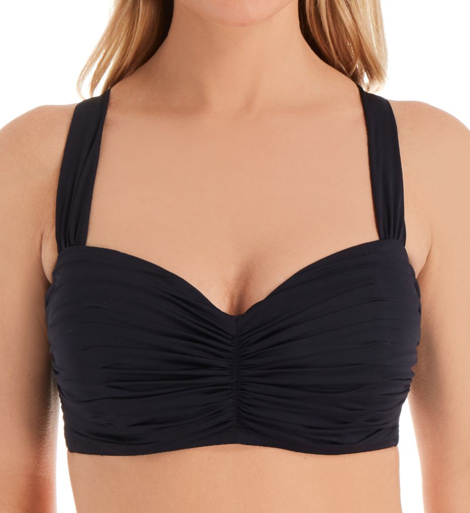 Bleu Rod Beattie Kore Shirred Underwire Bandeau Bikini Swim Top 00179D - Image 1