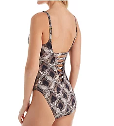 Skin Games Lace Down One Piece Swimsuit SNAKE 4