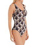 Skin Games Lace Down One Piece Swimsuit