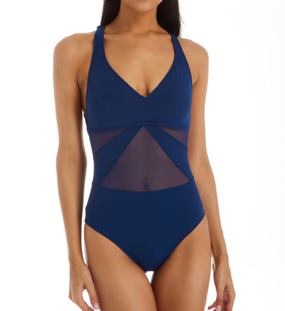 Don't Mesh With Me V Neck One Piece Swimsuit-fs