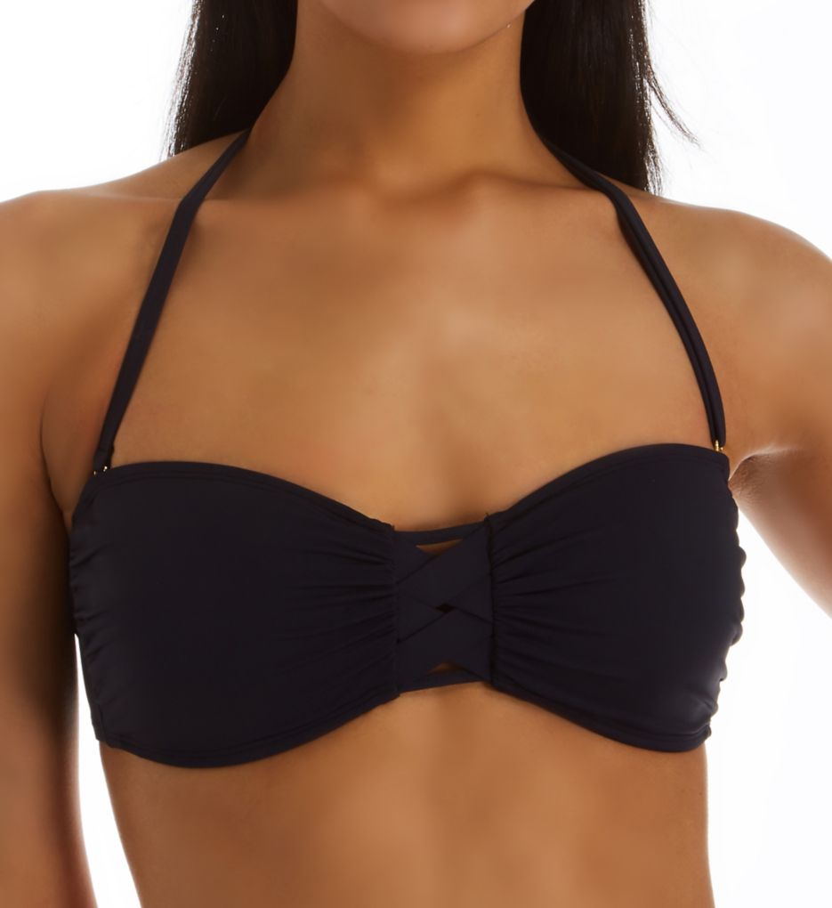 Basket Case Shirred Molded Bandeau Swim Top-fs