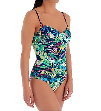 Bleu Rod Beattie It's A Jungle Out There Draped One Piece Swimsuit