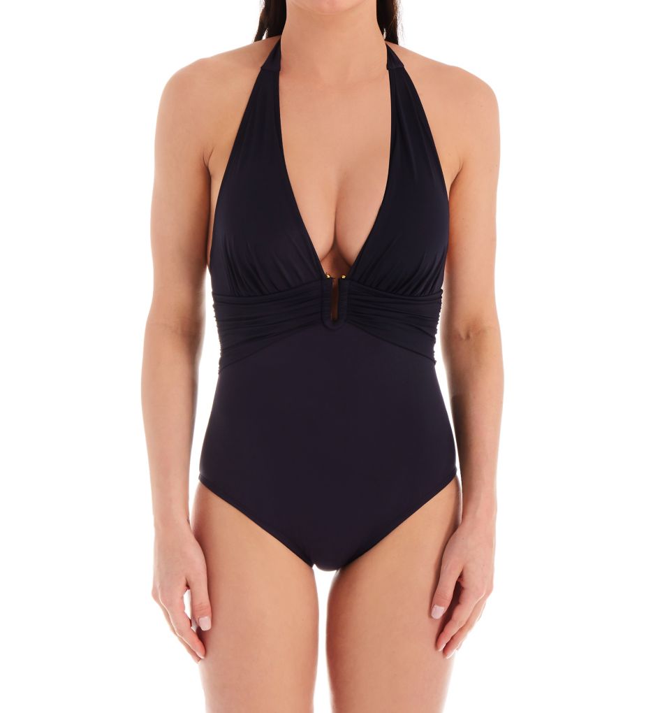 All About U Plunge Halter One Piece Swimsuit-fs