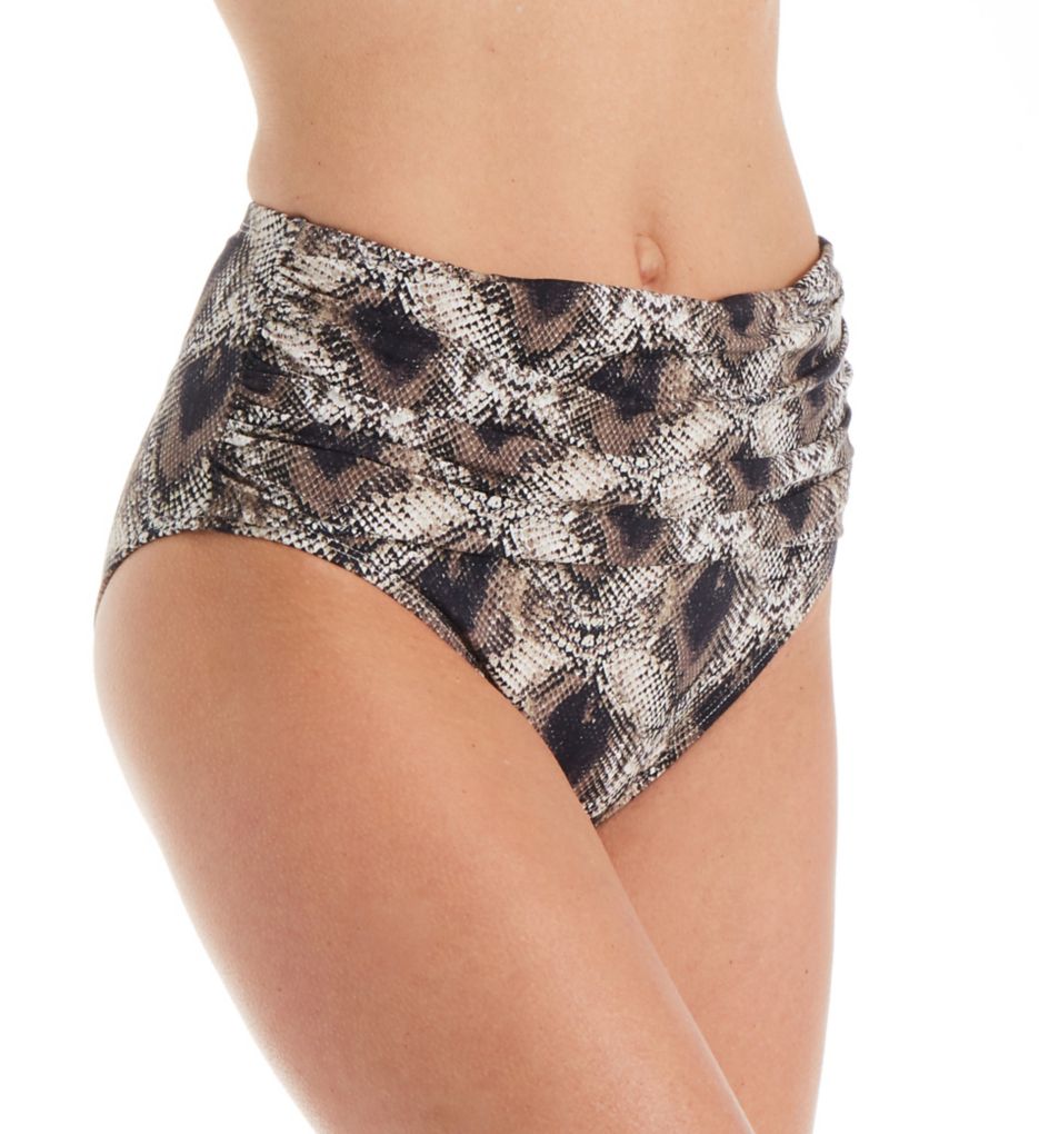 shirred high waist swim bottoms