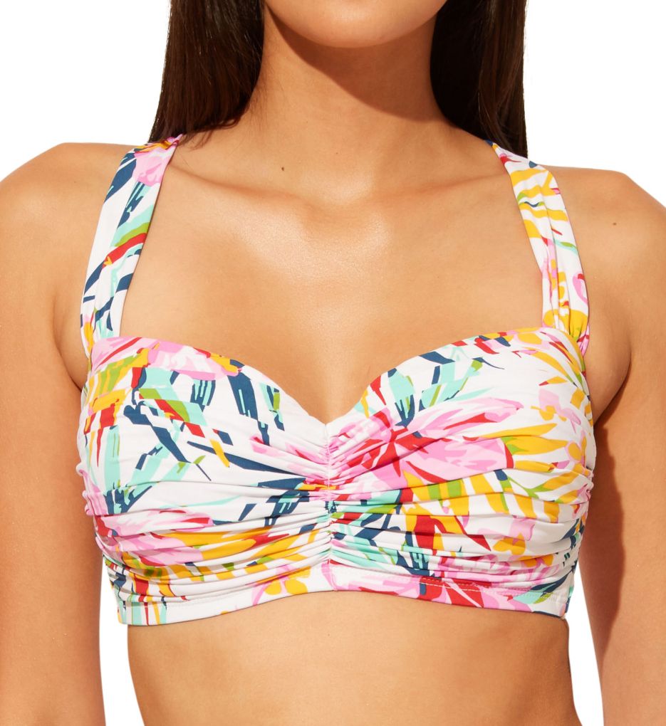 Beachy Keen Shirred Underwire Bandeau Swim Top-acs