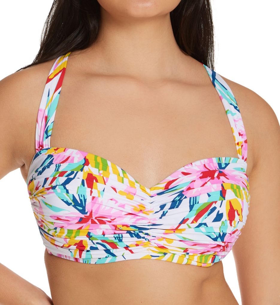 Beachy Keen Shirred Underwire Bandeau Swim Top-fs