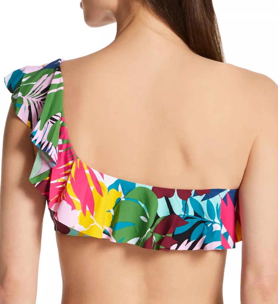 On A Brighter Note Ruffle One Shoulder Swim Top Multi 4