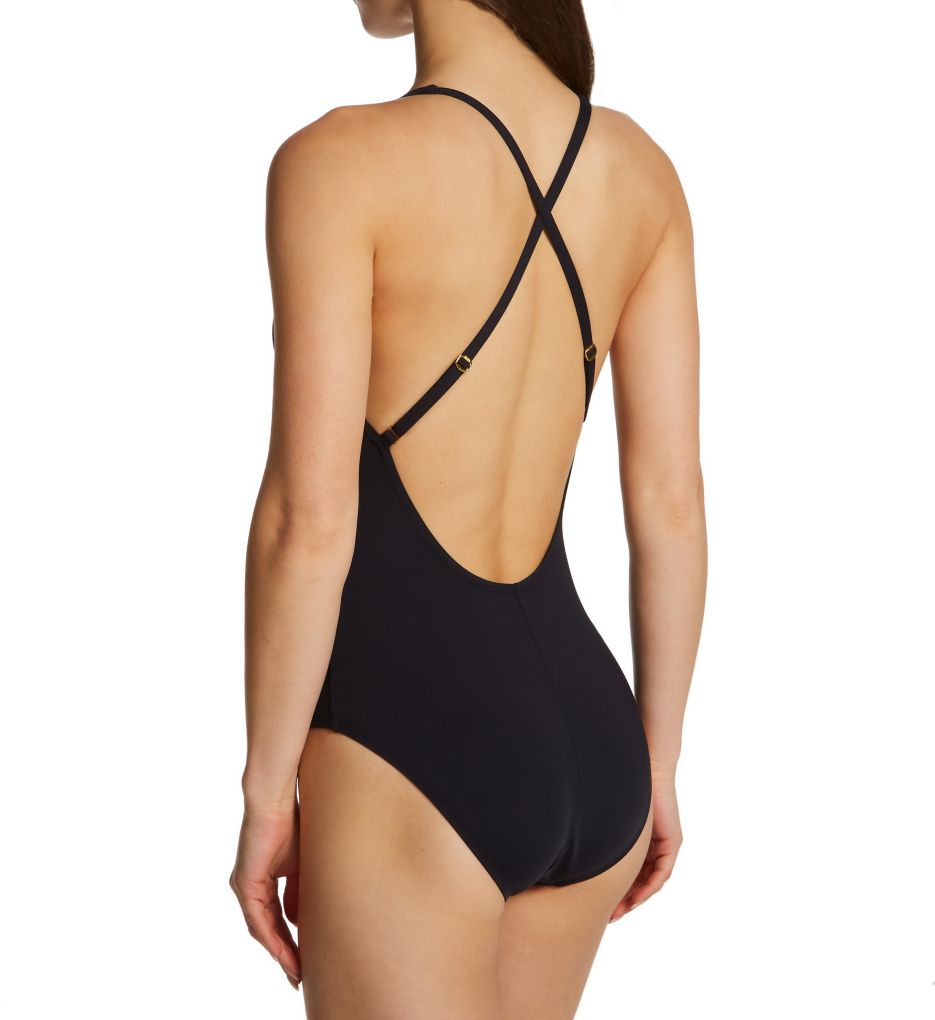 Don't Mesh With Me V-Neck Mesh One Piece Swimsuit-bs