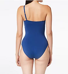 Don't Mesh With Me One Shoulder One Piece Swimsuit Navy 12