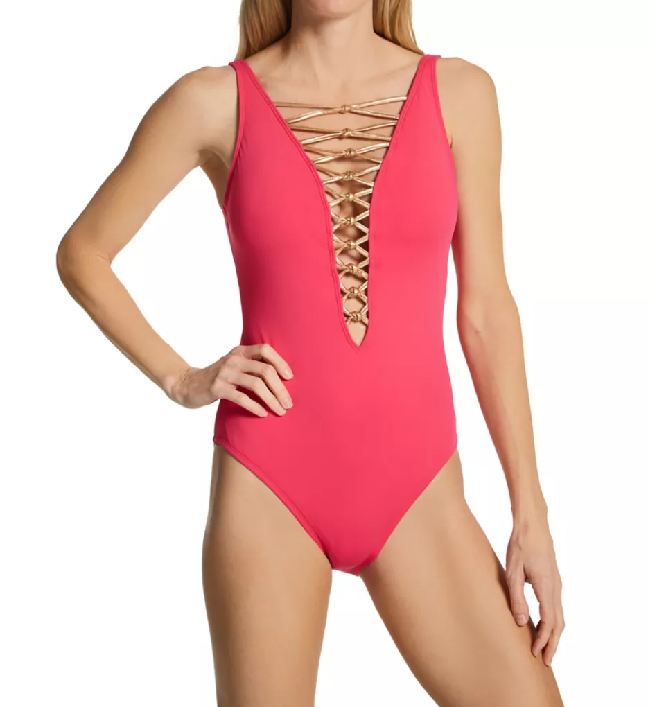 Bleu Rod Beattie Let's Get Knotty Lace Down One Piece Swimsuit KN22232 - Image 1