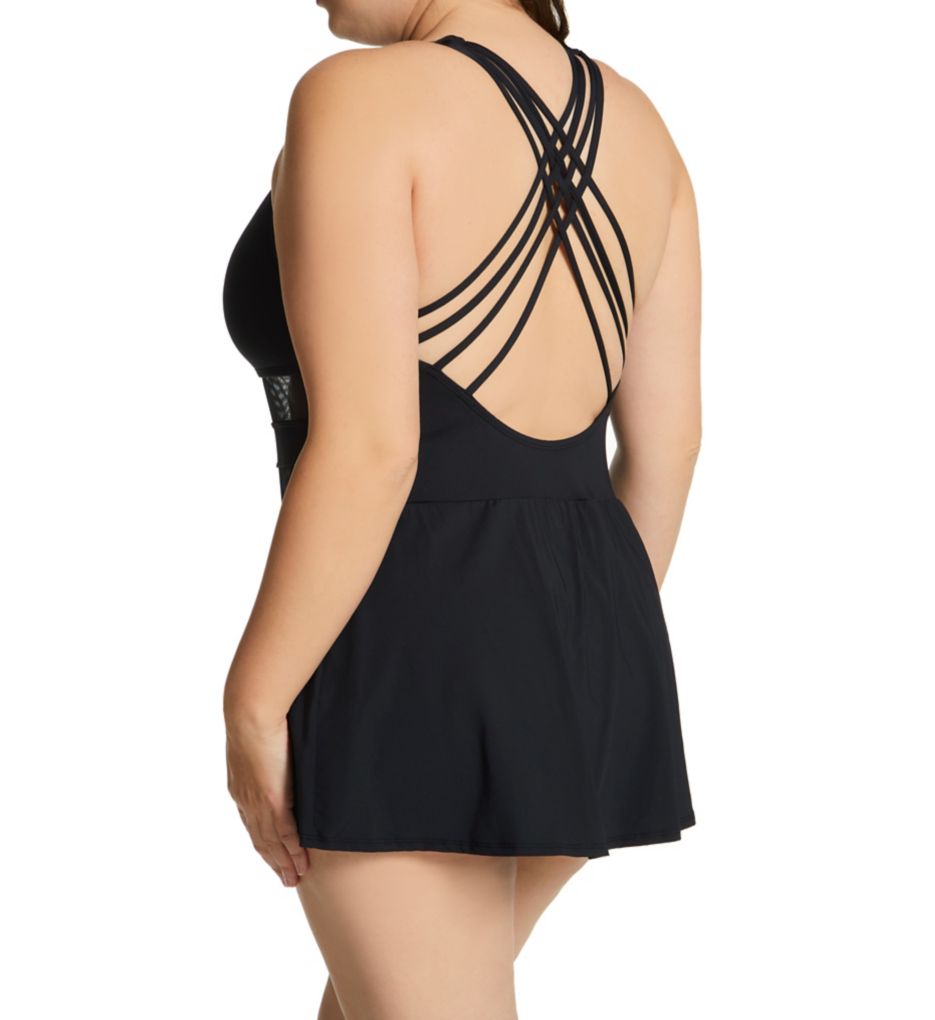 Plus Size Don't Mesh With Me Cross Back Swim Dress-bs