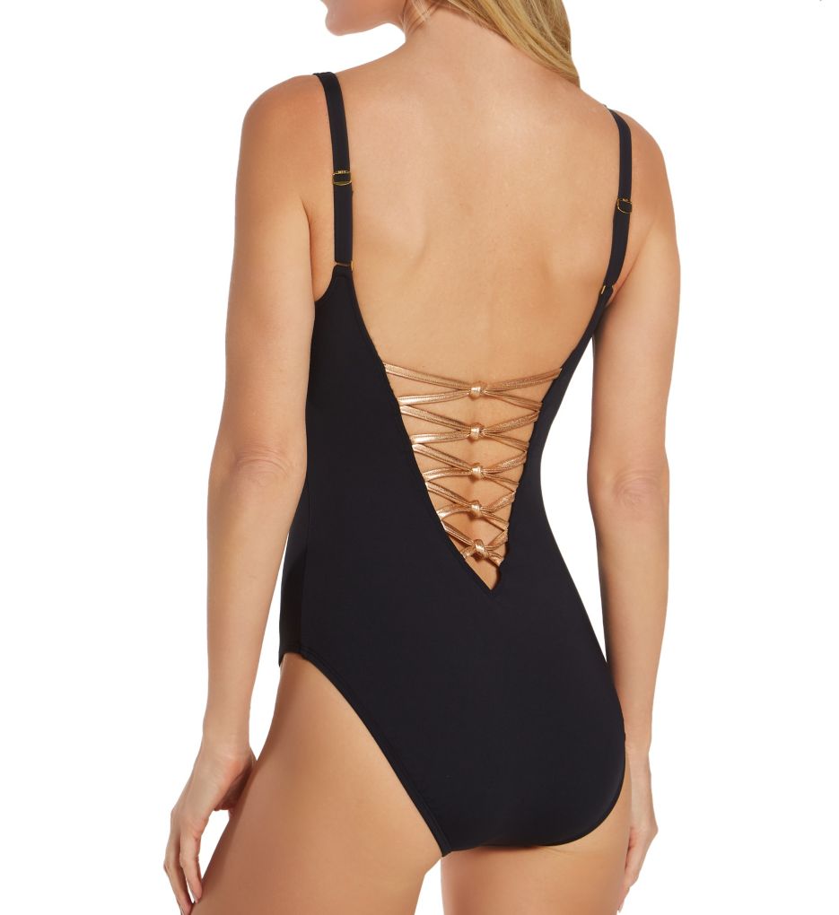 Let's Get Knotty Lace Down Mio One Piece Swimsuit