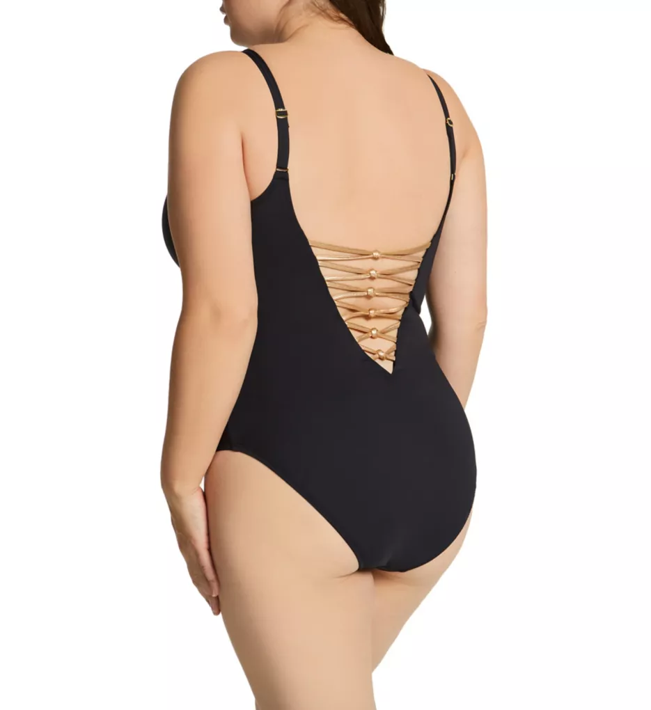 Women's Mesh Front Asymmetrical One Shoulder One Piece Swimsuit - Shade &  Shore™ Black M