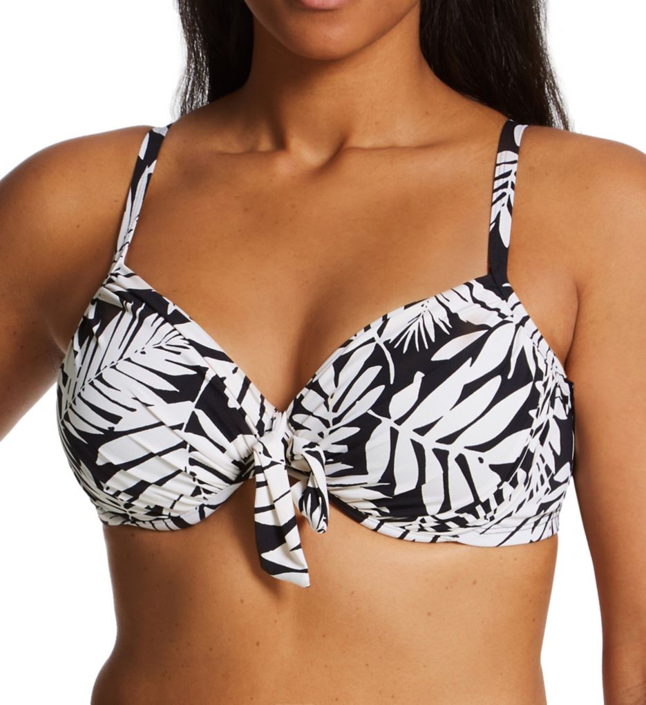 Urban Oasis Tie Front Underwire Bikini Swim Top Black 34DD by Bleu