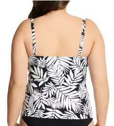 Plus Size Urban Oasis Tie Front Tankini Swim Top Black 18W