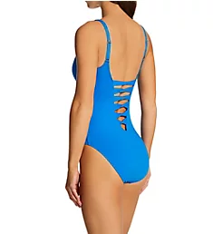 Paradise Found Lace Down One Piece Swimsuit Surf Blue 4