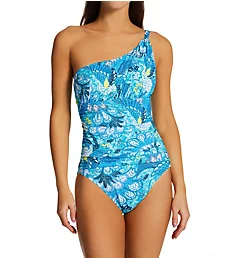 Paradise Found One Shoulder One Piece Swimsuit Oahu Teal 4