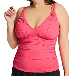 Plus Size Ring Me Up Molded Tankini Swim Top Rose Red 20W