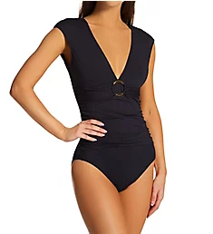 Ring Me Up Cap Sleeve One Piece Swimsuit Black 4