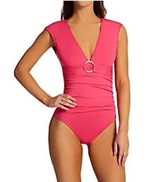 Ring Me Up Cap Sleeve One Piece Swimsuit Rose Red 10